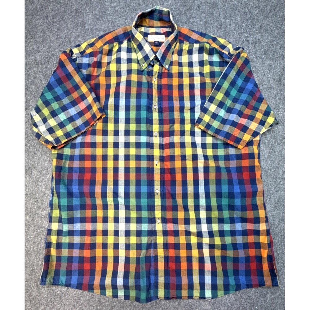 Norm Thompson Mens Size L Short Sleeve Button Up Shirt Imported Cotton